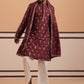 Silk Blend Embroidered Kurta Pyjama Set ( 65KP D-PJ11W 5355 D-PJ11W 5355Maroon )