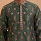 Silk Blend Embroidered Kurta Pyjama Set ( 65KP D-PJ11W 5355 D-PJ11W 5355Olive )