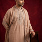 Silk Blend Kurta & Korean Pants with Embroidered Dupatta ( 65KP D-P11W 5375Beige )