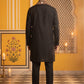 Men Silk Blend Solid Kurta Set with Paisley Printed Dupatta ( 65KP DM-M2 5586Black ) [FF] [WAISTCOAT]
