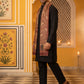 Men Silk Blend Solid Kurta Set with Paisley Printed Dupatta ( 65KP DM-M2 5586Black ) [FF] [WAISTCOAT]