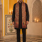 Men Silk Blend Solid Kurta Set with Paisley Printed Dupatta ( 65KP DM-M2 5586Black ) [FF] [WAISTCOAT]