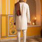 Men Silk Blend Solid Kurta Set with Paisley Printed Dupatta ( 65KP DM-M2 5586White ) [FF] [WAISTCOAT]
