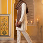 Men Silk Blend Solid Kurta Set with Paisley Printed Dupatta ( 65KP DM-M2 5586White ) [FF] [WAISTCOAT]
