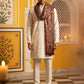 Men Silk Blend Solid Kurta Set with Paisley Printed Dupatta ( 65KP DM-M2 5586White ) [FF] [WAISTCOAT]