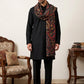 Men Silk Blend Solid Kurta Set with Paisley Printed Dupatta ( 65KP DM-N2 5586Black ) [FF] [WAISTCOAT]