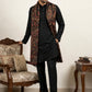 Men Silk Blend Solid Kurta Set with Paisley Printed Dupatta ( 65KP DM-N2 5586Black ) [FF] [WAISTCOAT]