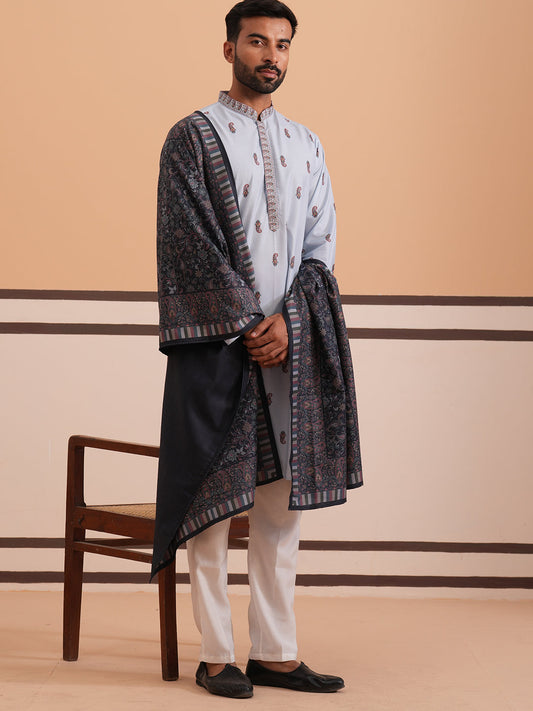 Paisley Print Kurta Pyjama Set with Contrast Dupatta (65KP D 5374 Blue ) [FF] [1-3]