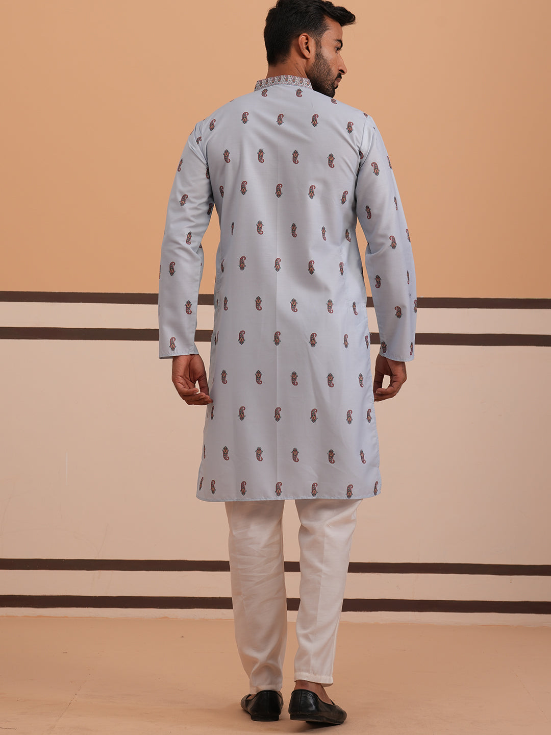 Paisley Print Kurta Pyjama Set with Contrast Dupatta (65KP D 5374 Blue ) [FF] [1-3]