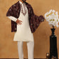 Traditional Silk Blend Kurta Pyjama & Dupatta Set (65KP D 5433 White )