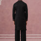 Floral Embroidered Silk Blend Kurta Set (65KP PJ11B 5356 Black )