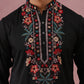 Floral Embroidered Silk Blend Kurta Set (65KP PJ11B 5356 Black )