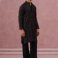 Silk Blend Embroidered Kurta Pyjama Set for Men (65KP PJ11B 5372 Black )