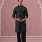 Silk Blend Embroidered Kurta Pyjama Set for Men ( 65KP PJ11B 5372 PJ11B 5372Olive )
