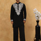 Japanese Fabric Embroidered Kurta Pyjama ( 65KP PJ11B 5453Black )