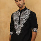 Japanese Fabric Embroidered Kurta Pyjama ( 65KP PJ11B 5453Black )