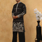 Men Silk Blend Embroidered Kurta Pyjama Set ( 65KP PJ11B 5458Black )