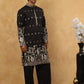 Men Silk Blend Embroidered Kurta Pyjama Set ( 65KP PJ11B 5458Black )