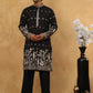 Men Silk Blend Embroidered Kurta Pyjama Set ( 65KP PJ11B 5458Black )