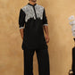 Silk Blend Embroidered Kurta Pyjama Set ( 65KP PJ11B 5465Black )