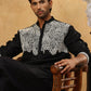 Silk Blend Embroidered Kurta Pyjama Set ( 65KP PJ11B 5465Black )