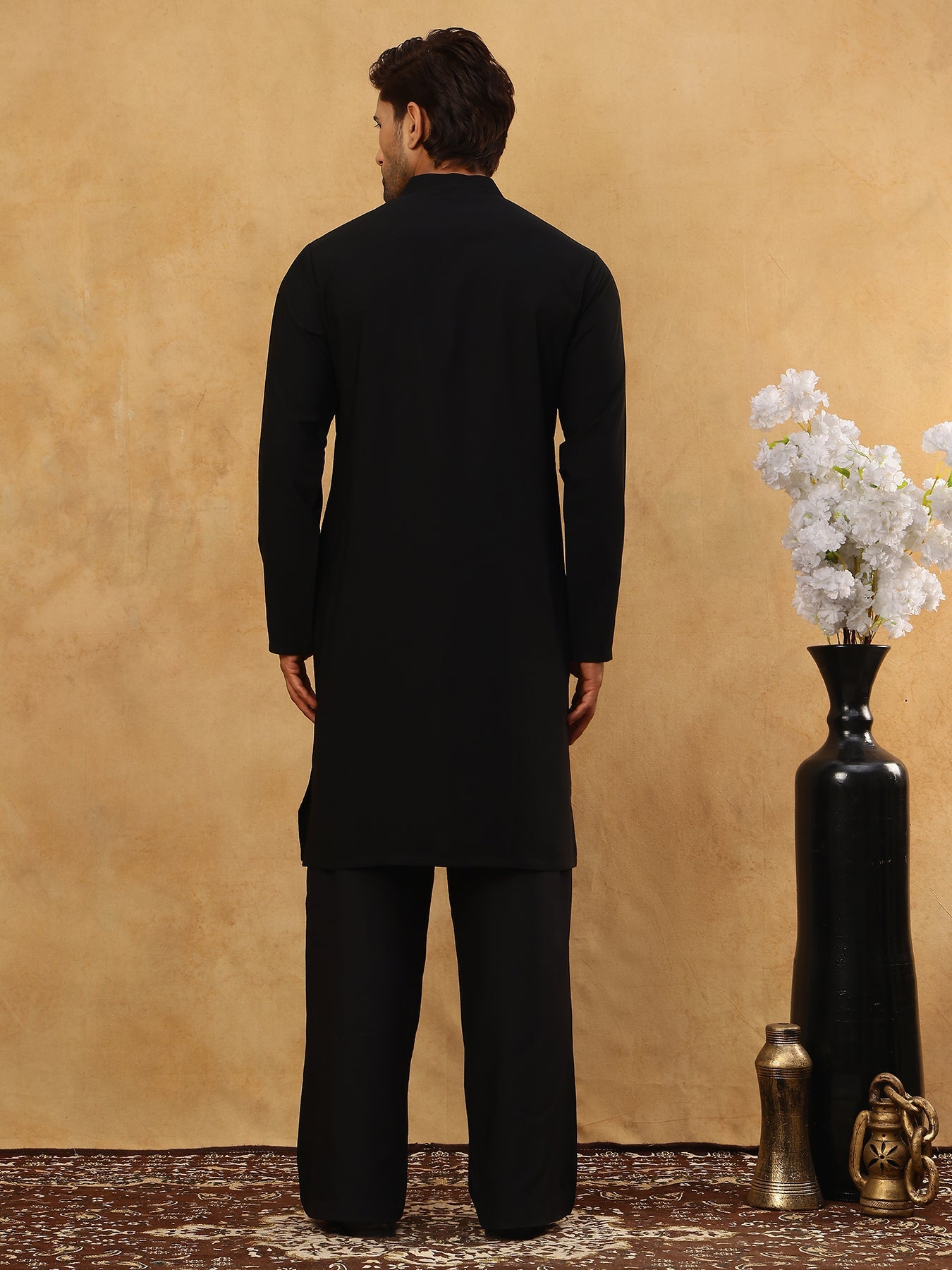 Japanese Imported Fabric Embroidered Kurta Set ( 65KP PJ11B 5499Black )
