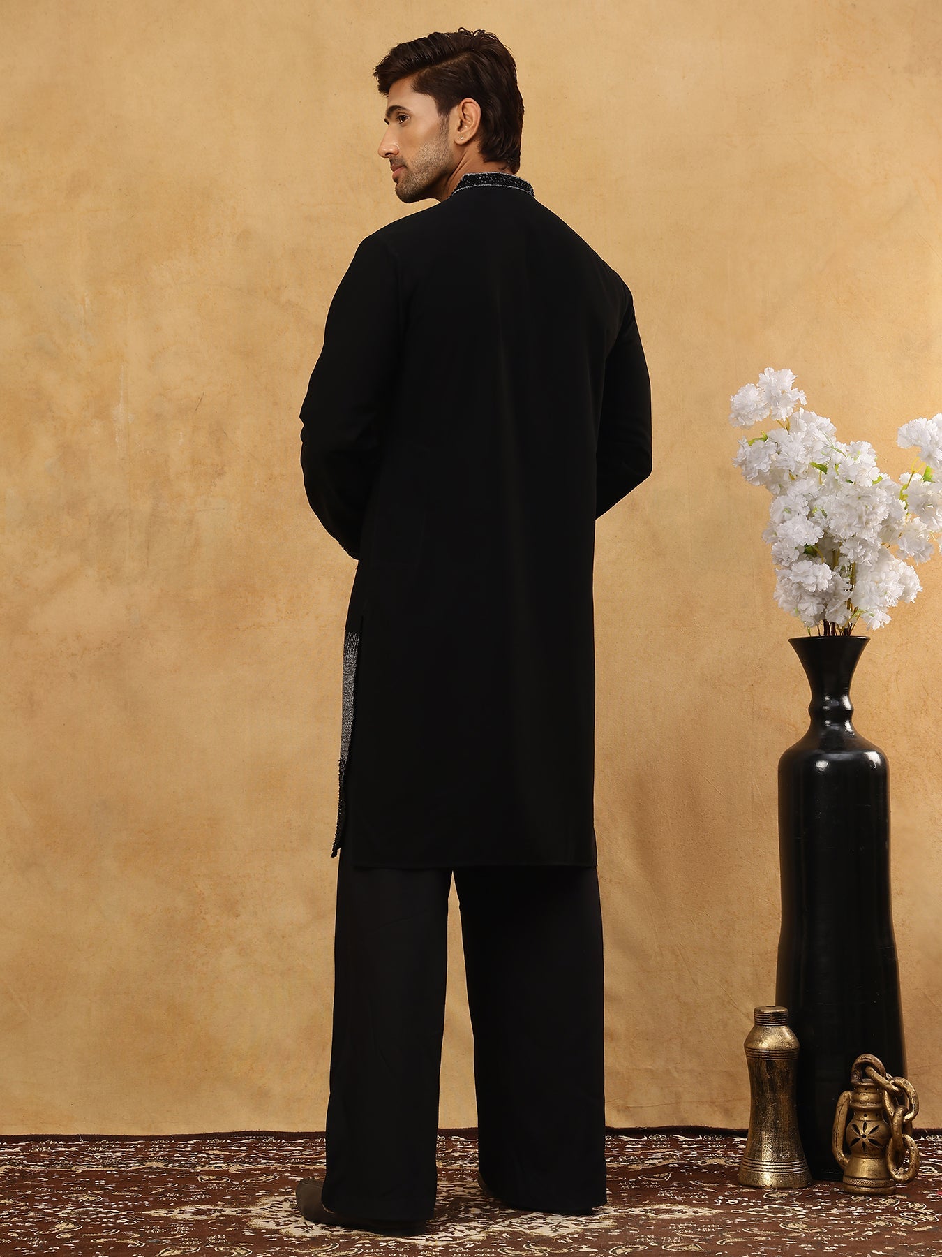 Japanese Imported Embroidered Kurta Set ( 65KP PJ11B 5502Black )