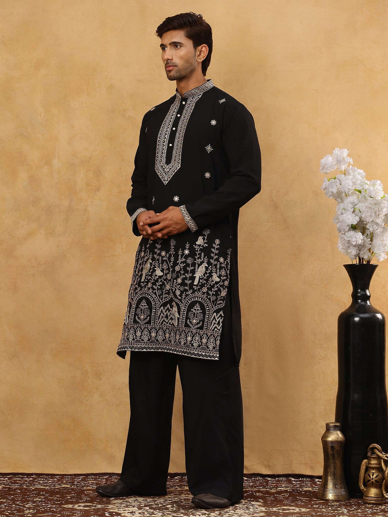 Luxury Japanese Imported Kurta Set for Men ( 65KP PJ11B 5503Black )