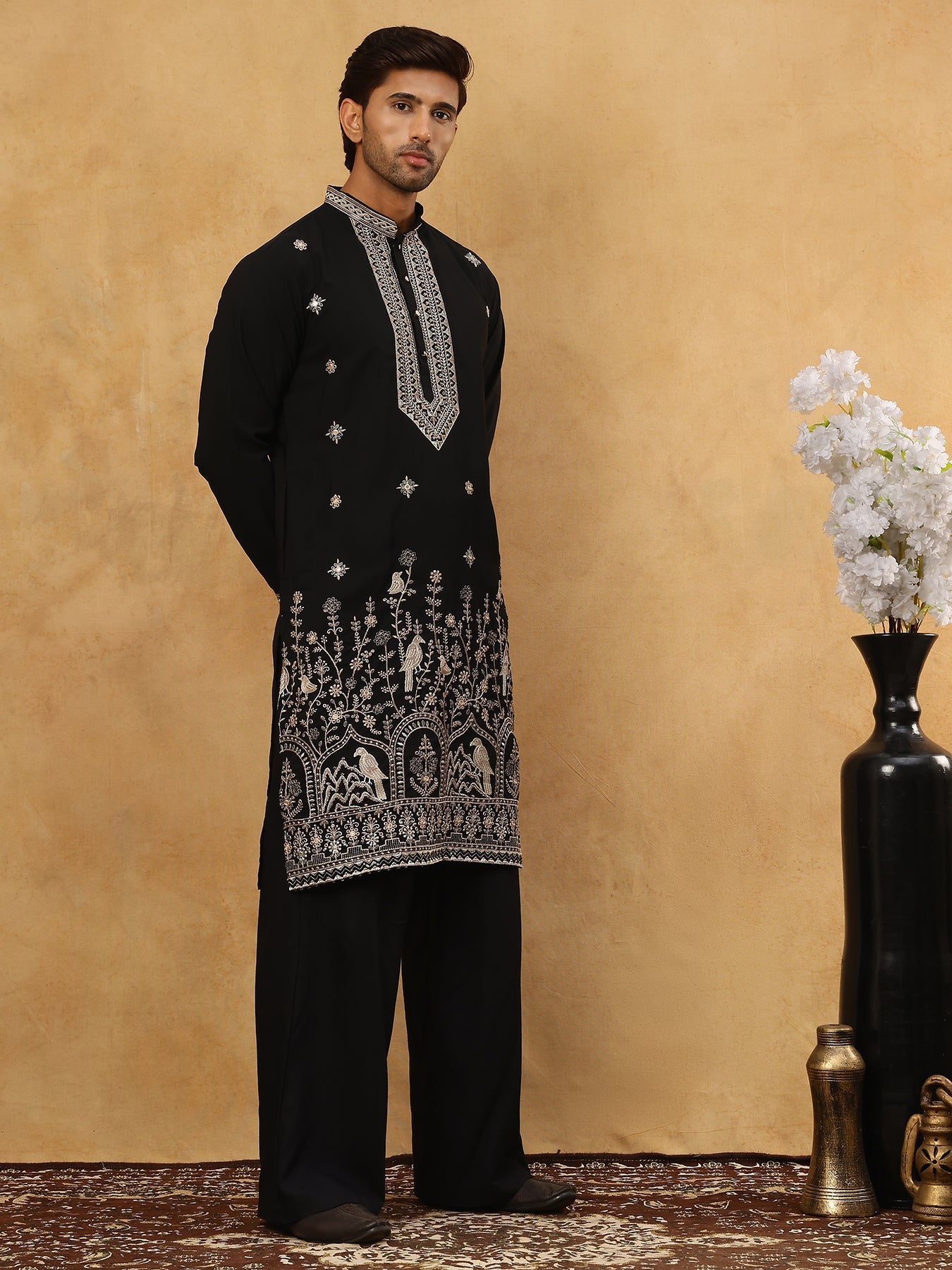 Luxury Japanese Imported Kurta Set for Men ( 65KP PJ11B 5503Black )
