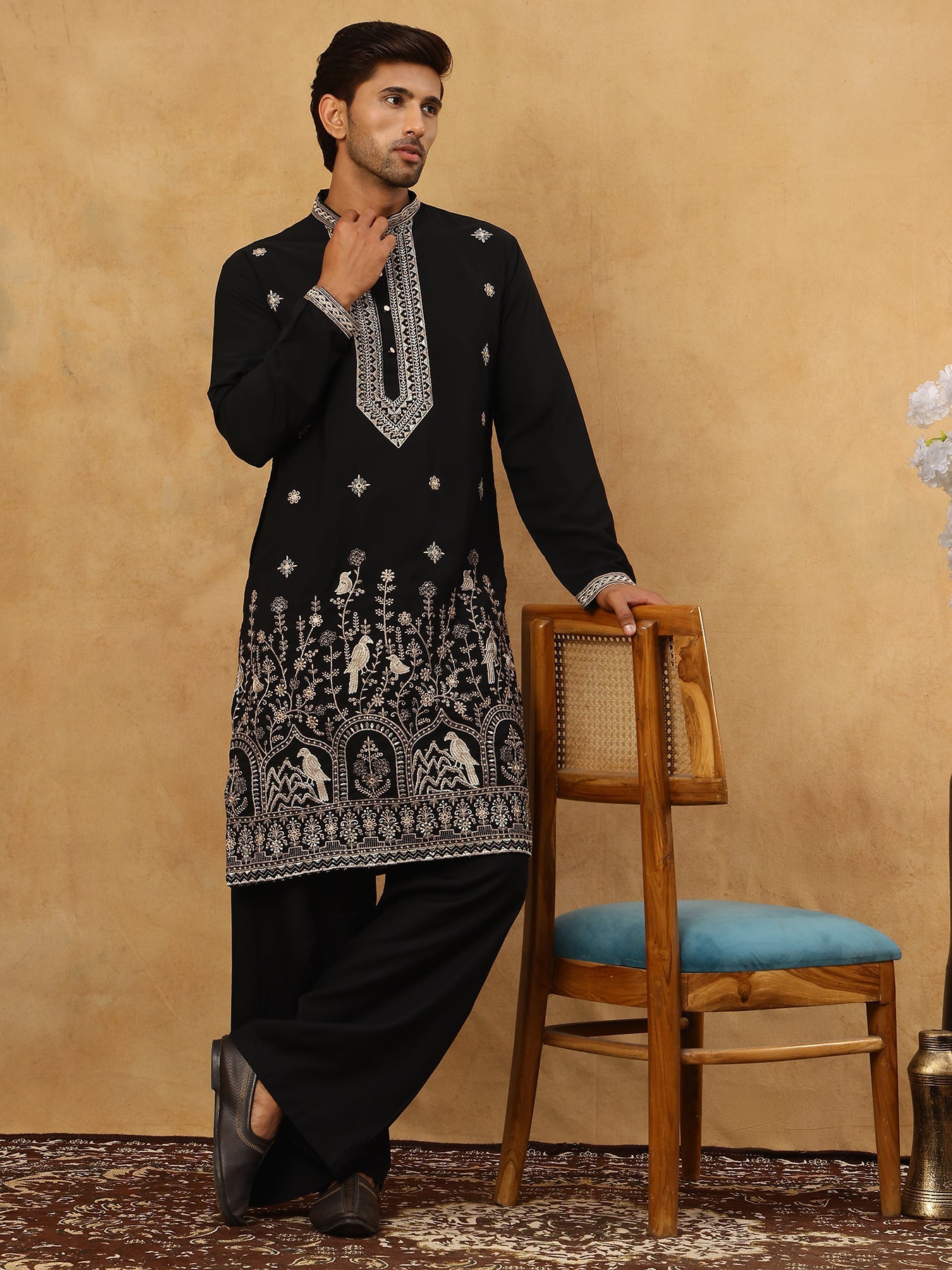 Luxury Japanese Imported Kurta Set for Men ( 65KP PJ11B 5503Black )