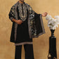 Embroidered Cotton Blend Kurta Pyjama & Dupatta Set ( 65KP PJ11B D 5513Black )
