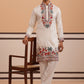 Floral Embroidered Silk Blend Kurta Set (65KP PJ11W 5356 White )
