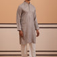 Men's Geometric Embroidered Kurta Set (65KP PJ11W 5358 Grey )
