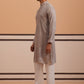 Men's Geometric Embroidered Kurta Set (65KP PJ11W 5358 Grey )