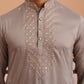 Men's Geometric Embroidered Kurta Set (65KP PJ11W 5358 Grey )