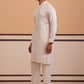 Men's Geometric Embroidered Kurta Set (65KP PJ11W 5358 White )