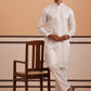 Men's Geometric Embroidered Kurta Set (65KP PJ11W 5358 White )