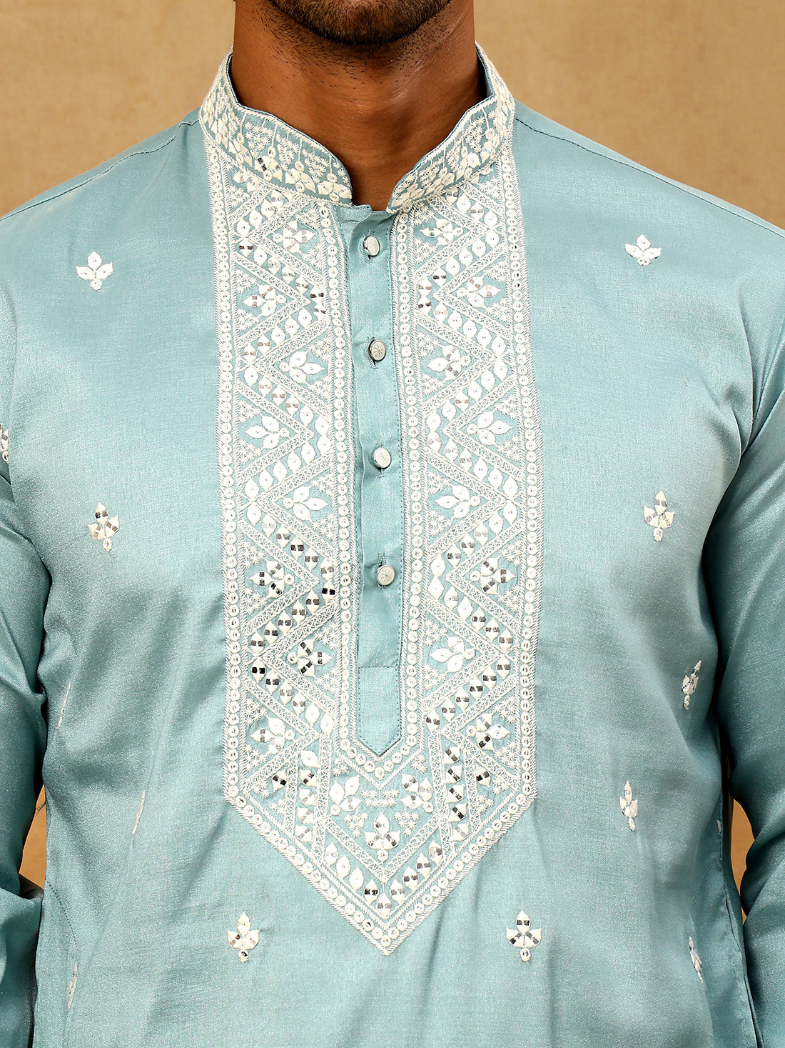 Men's Festive Cotton Blend Kurta Pyjama ( 65KP PJ11W 5360Blue )