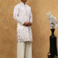 Men Silk Blend Embroidered Kurta Pyjama Set ( 65KP PJ11W 5458White )