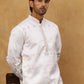 Men Silk Blend Embroidered Kurta Pyjama Set ( 65KP PJ11W 5458White )