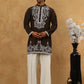 Men Japanese Fabric Embroidered Kurta Set ( 65KP PJ11W 5498Mehndi )