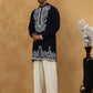 Men Japanese Fabric Embroidered Kurta Set ( 65KP PJ11W 5498Navy )