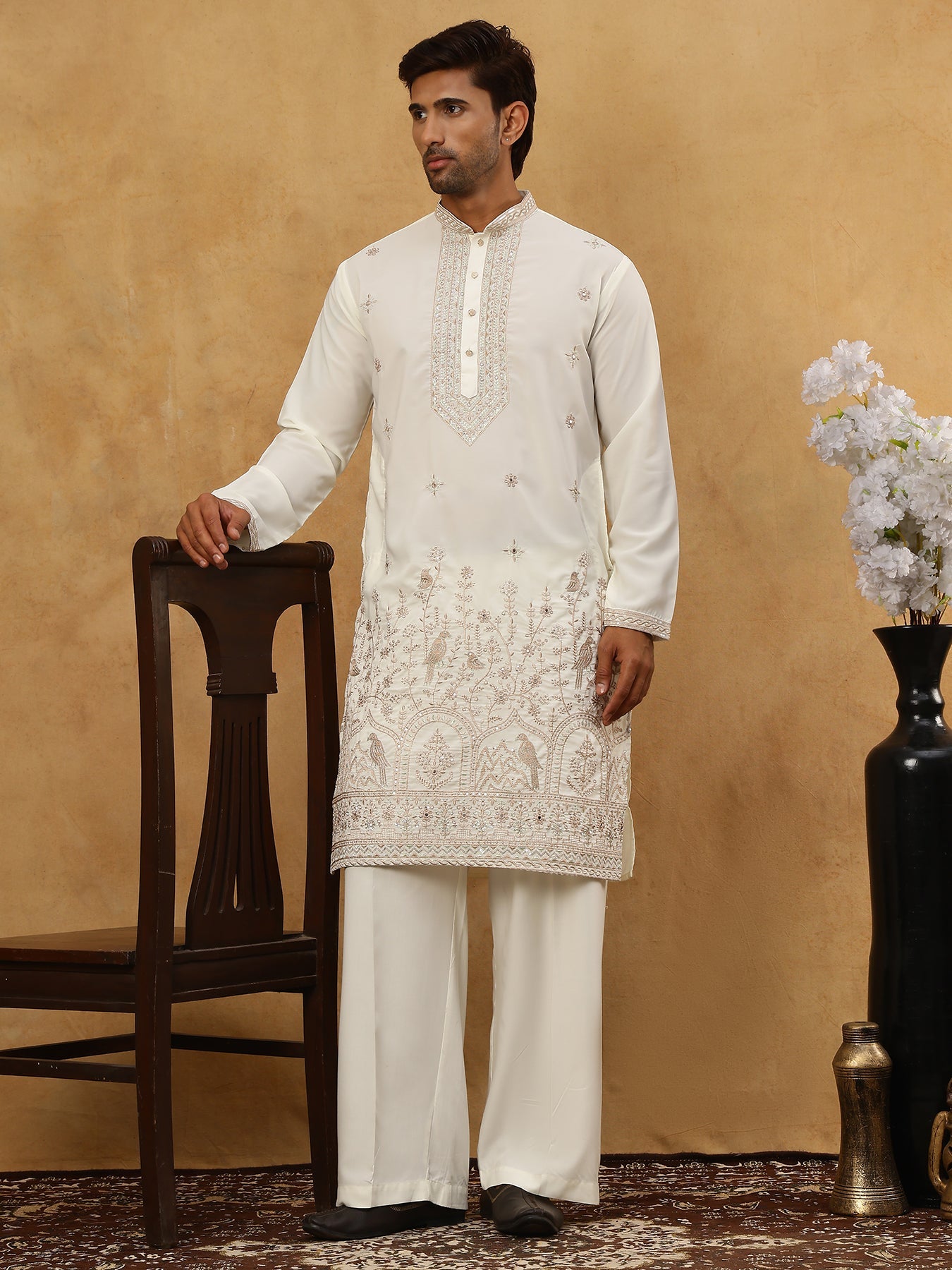 Luxury Japanese Imported Kurta Set for Men ( 65KP PJ11W 5503White )