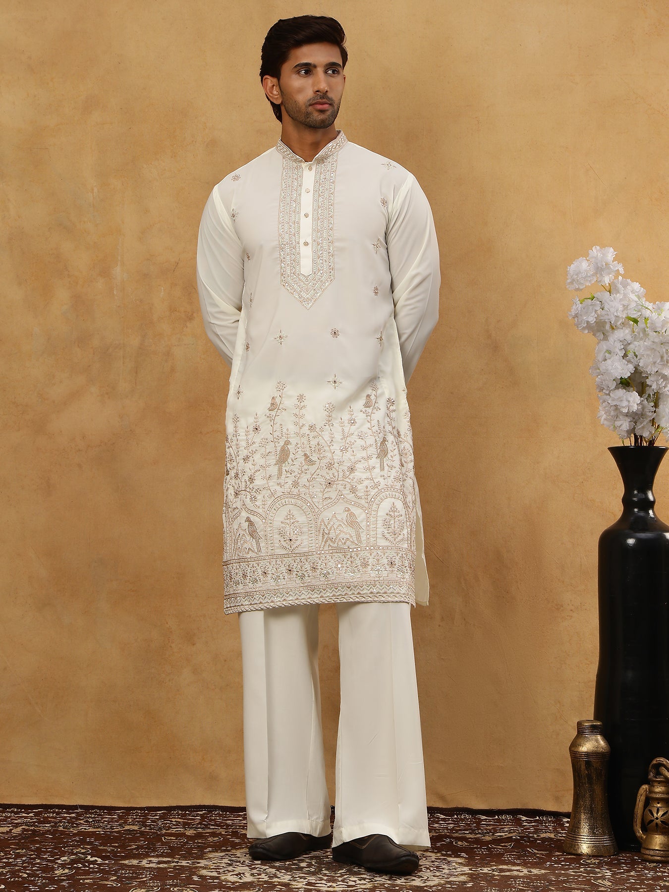 Luxury Japanese Imported Kurta Set for Men ( 65KP PJ11W 5503White )