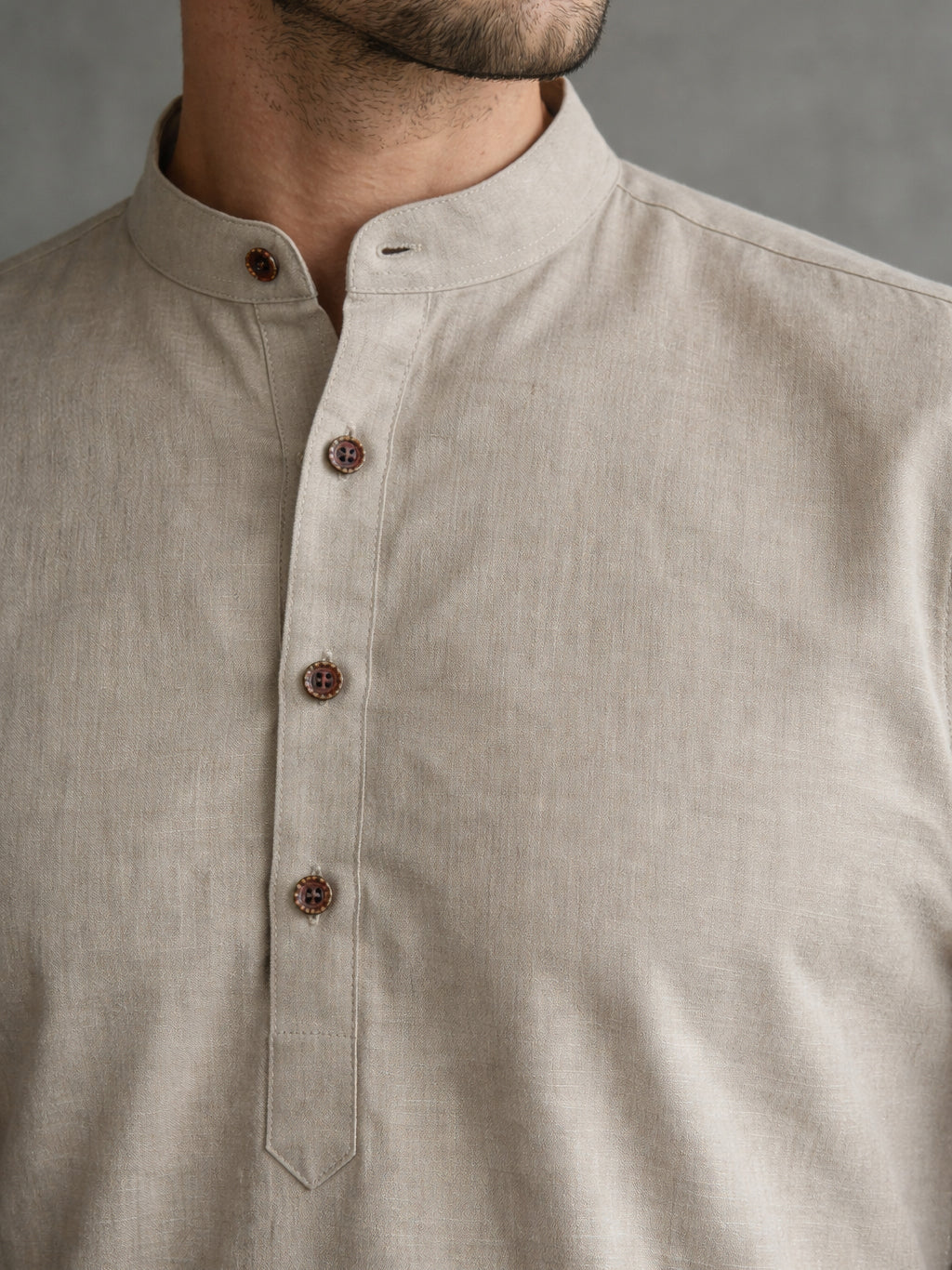Men’s Solid Pure Cotton Short Kurta ( 65SK 5398Beige ) [FF] [P-16]