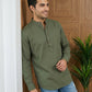 Men’s Solid Pure Cotton Short Kurta ( 65SK 5398Olive ) [FF] [P-16]