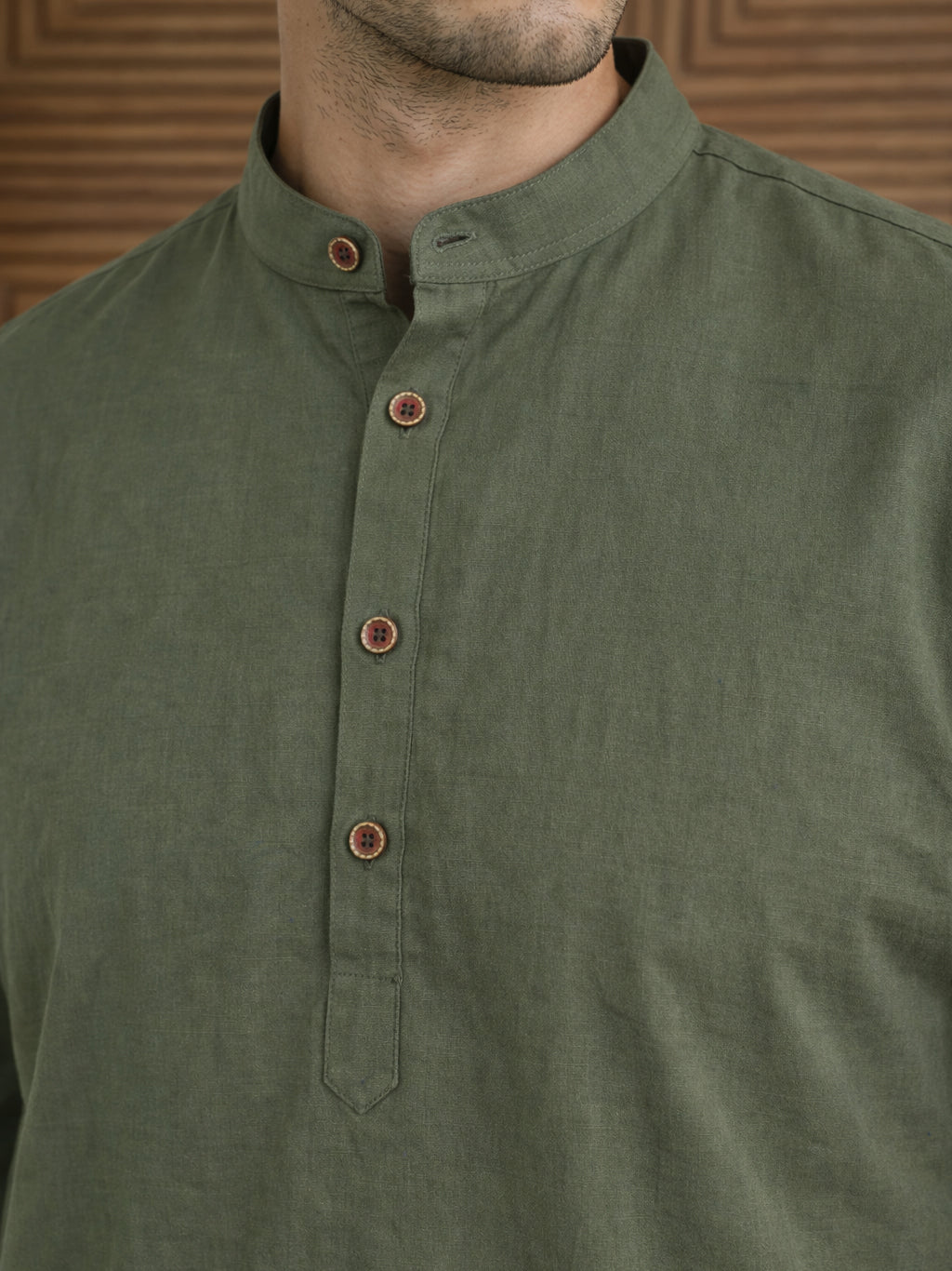 Men’s Solid Pure Cotton Short Kurta ( 65SK 5398Olive ) [FF] [P-16]