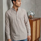 Men’s Beige Striped Short Kurta ( 65SK 5456Beige ) [FF] [O-6]