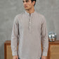 Men’s Beige Striped Short Kurta ( ANMSK 5456Beige )