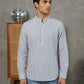 Men’s Blue Striped Short Kurta ( ANMSK 5456Blue )